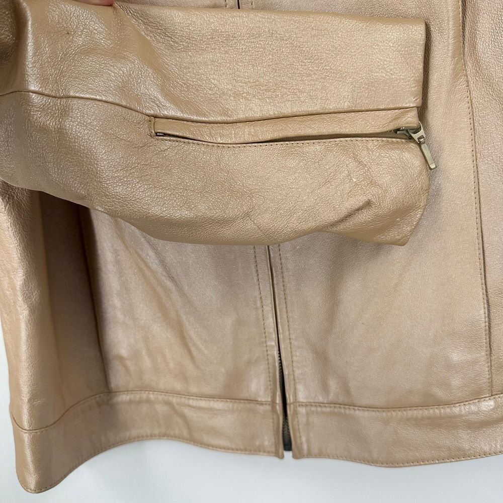 Dialogue New‎ Language Of Style Leather Jacket Champaign Gold Medium - Picture 3 of 12